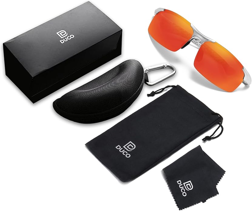 DUCO Mens Sunglasses Polarized Sports Fishing Running Driving Carbon Fiber Sunglasses for Men UV400 Protection DC8277