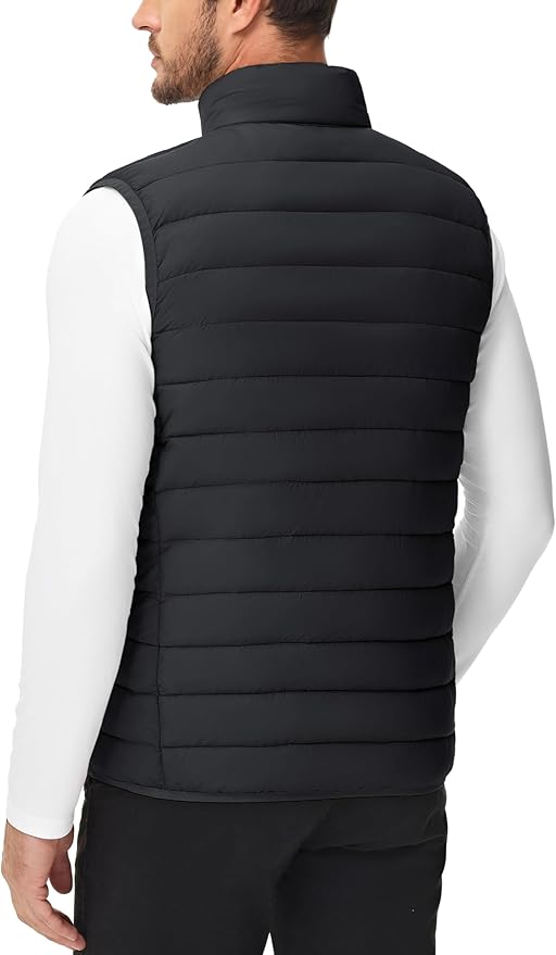 Cotrasen Men's Puffer Lightweight Vest Packable Outerwear Vest Warm Winter Outdoor Sleeveless Jacket for Travel Running