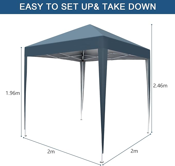 Outvita 6.5x6.5ft Pop Up Canopy Tent, Outdoor Instant Shelter Folding Canopy with Carry Bag for Commercial Events, Party, Backyard BBQ, Camping Blue