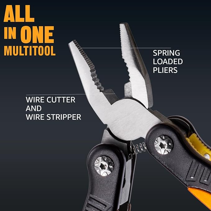 Mini Multitool Knife 12 in 1 Small Pocket Multi Tool with Knife and Pliers - Best Small Multi Purpose All in One Utility for Men & Women - Best Gear Accessory for EDC Work Camping Hiking 2229