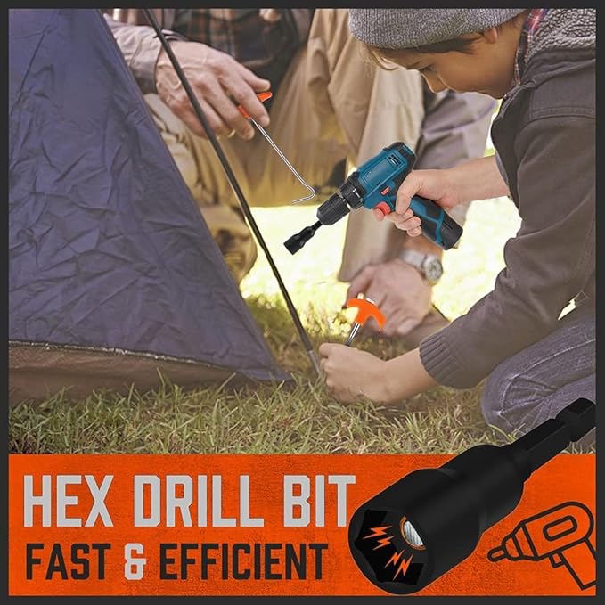 HORUSDY 26 Pack 20CM / 8-Inch Heavy Duty Tent Stakes Awning Pegs Camping Stakes with with 4x13ft Rope & 1 Stopper T Pull Hook