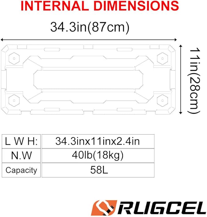 RUGCEL 58L Waterproof Dry Box - Heavy-Duty Overland & Off-Road Storage Case for Car Camping Equipment, Roof Gear & Vehicle Luggage