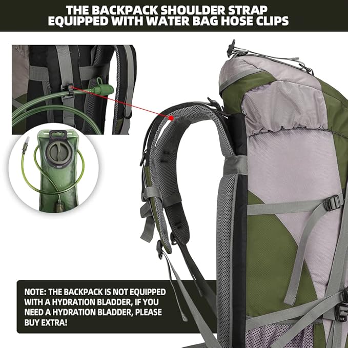 70L Hiking Backpack with Rain Cover Lightweight Travel Backpack Waterproof Camping Backpack