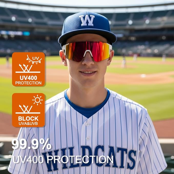 OULAIQI Cycling Sunglasses Polarized Sunglasses for Cycling Men Women with 1 Lens or 3 Interchangeable Lens Baseball Glasses