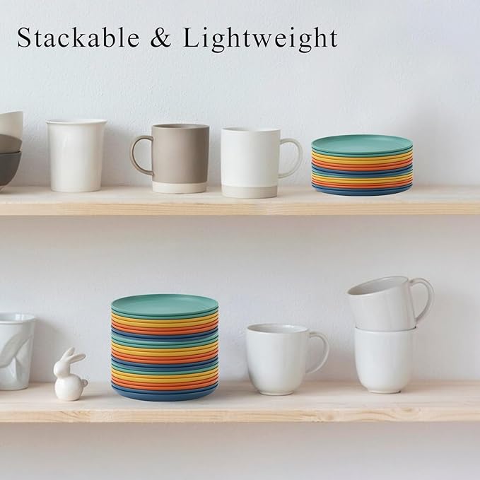 5.5 Inches Handy Snack Plates Set of 8, Small Wheat Straw Plates for Dessert,Unbreakable Side Dishes Plates Set for Kids Colorful Series