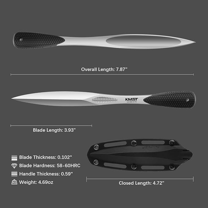 Bayonet Knife with Sheath: Fixed Blade Tactical Bayonet Knives for Survival Hunting Camping - 3.9" Japanese Aus-8 Steel Blade