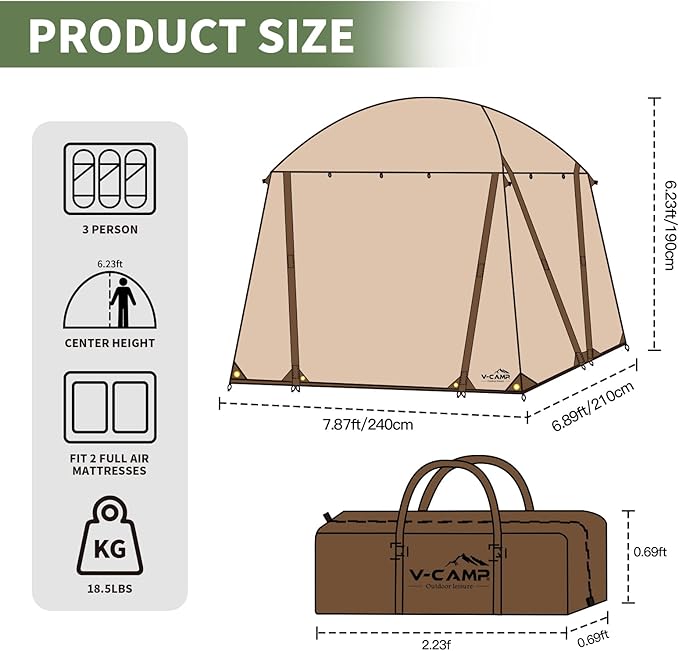 Tents for Camping 4 Person Tents Waterproof Easy Setup, Double Layer Family Camping Tent, Cabin Tents for Outdoor Hiking