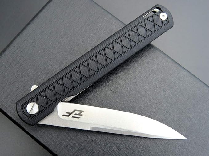Eafengrow EF16 Folding Knife Flipper Ball Bearing Point D2 Blade G10 Handle with Pocket Clip Everday Carry Pocket Knife Liner Lock Camping Tactical Outdoor Multitool (Black)