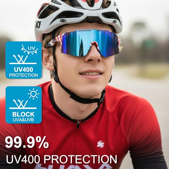OULAIQI Cycling Sunglasses Polarized Sunglasses for Cycling Men Women with 1 Lens or 3 Interchangeable Lens Baseball Glasses