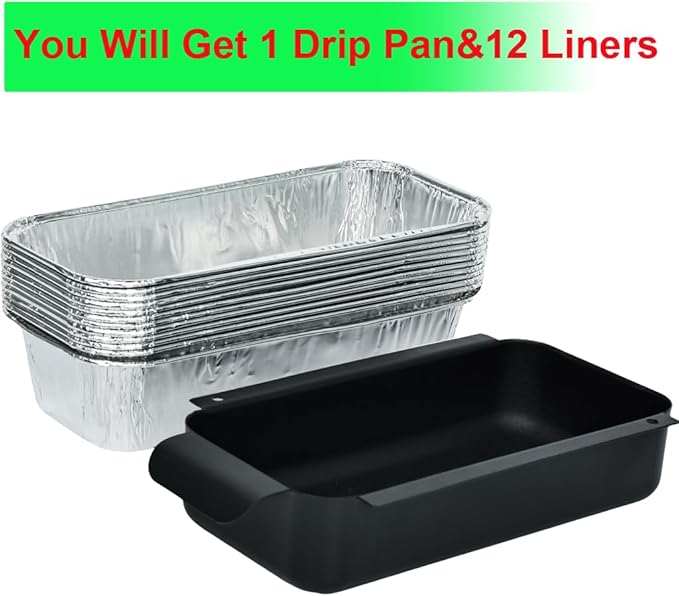 Drip Pan Replacement for CharBroil Grill 9328812P06 Grease Tray for Char Broil G416-0015-W1 with 12 Pack Aluminum Foil Liner