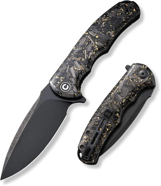CIVIVI Folding Pocket Knife- Praxis Flipper Liner Lock Knife, 3.75" Black Stonewashed Blade, Reversible Clip for EDC Outdoor Use C803J
