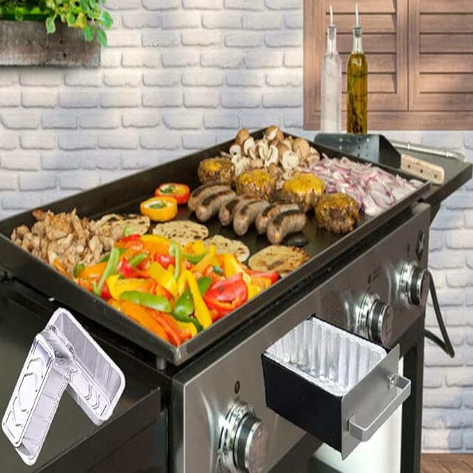 30-Pack Grease Tray Liner Grease Cup Liners for Members Mark 4-Burner and Pro-Series 5-Burner Outdoor Flat Top Gas Griddle l Drip Pans Disposable Aluminum Foil