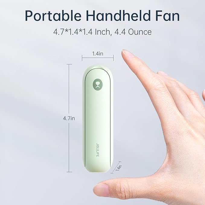 JISULIFE Portable Handheld Fan, Mini 3 In 1 with Rechargeable Battery, Personal Pocket Fan for Travel, Outdoor, USB Power Bank, Flashlight, Essential Ideal Gifts for Summer/Concert/Vacation - Green