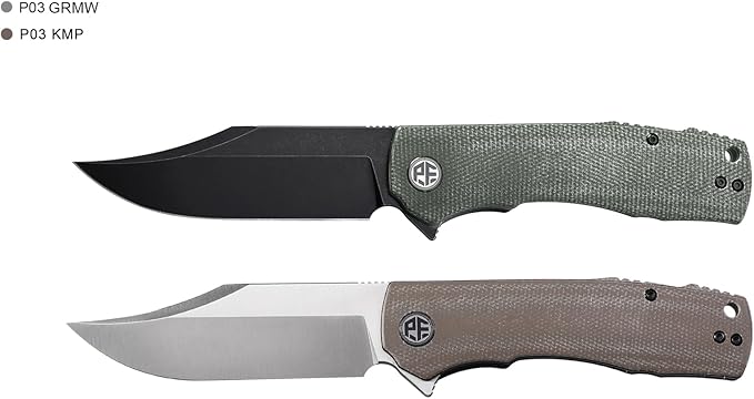 Petrified fish PFP03 Victor,3.58" K110 Satin Blade,140g Micarta Handel Flipper Liner lock Folding knife (Khaki Satin)