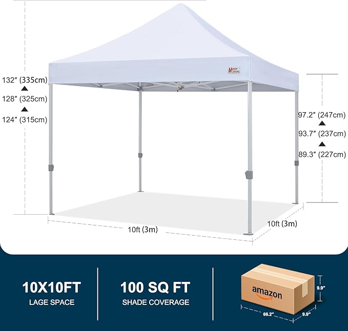 MASTERCANOPY Pop Up Canopy Tent Commercial Grade 10x10 Instant Shelter (White)