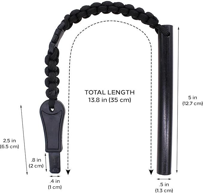 Hot Strike Ferro Rod Fire Starter | Emergency Ferrocerium Tool with Premium Striker and Lanyard with Buckle | Large Flint & Steel Survival Kit (5 x 1/2 in) | Camping, Survival, Emergency