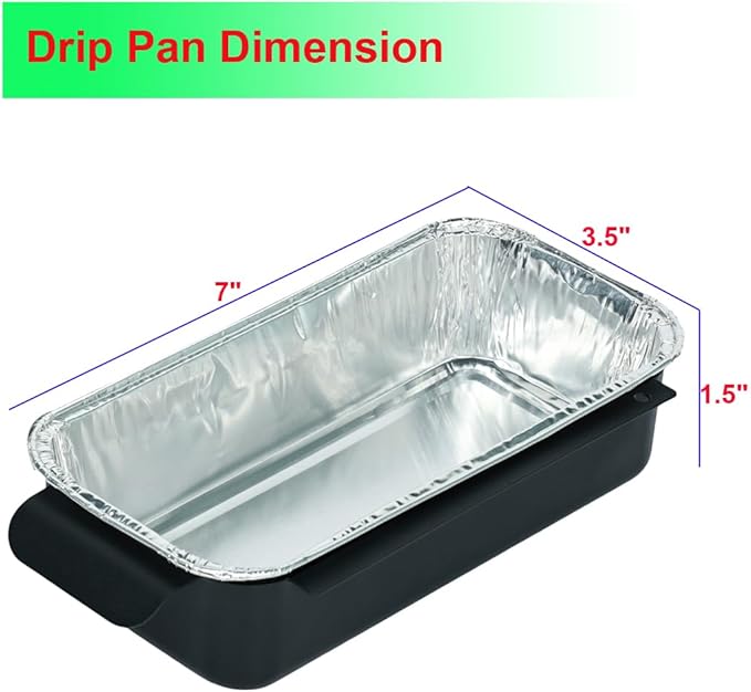 Drip Pans Compatible with Charbroil Grills 9328812P06 Foil Liner 30-Pack l Fits Char Broil Grease Tray G416-0015-W1, Disposable Aluminum Foil 7.6" L x3.4 W x1.7 D