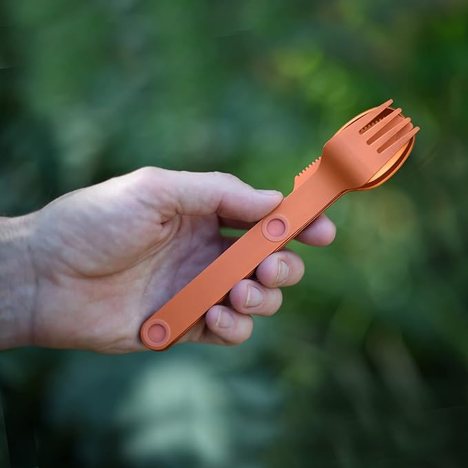 FULL WINDSOR - MAGWARE Magnetic Camping Cutlery Set - Travel Utensils for Camping, Cooking, and Outdoor Dining - Knife, Fork & Spoon - Portable Silverware with Pouch - Orange (3 PCS)