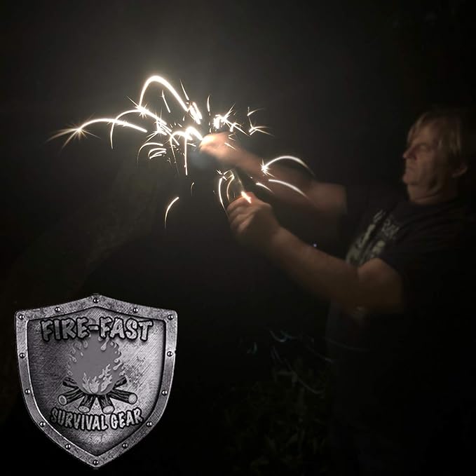 Fire-Fast Trekker. Best Emergency Waterproof Survival Fire Starter. Magnesium and Euro Fire Steel Ferro Rod. Compact Durable Tool for Bushcraft, Camping, Backpacking, Hiking, Hunting, or Bug Out Bag