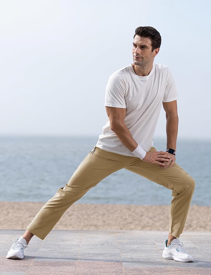 TBMPOY Men's Lightweight Hiking Travel Pants Breathable Athletic Fishing Active Joggers Zipper Pockets