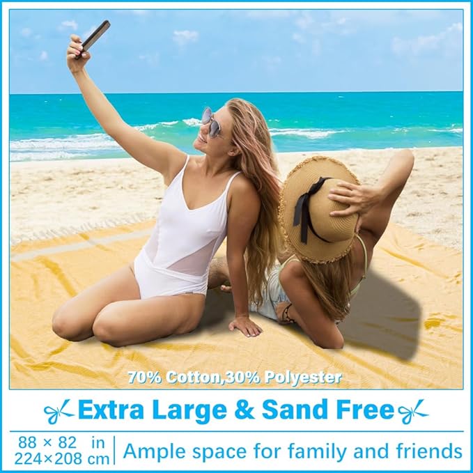 Oversized Turkish Beach Towel Blanket XXL Cotton Sandproof Towels Boho Woven Extra Large Big Sand Free Giant Throw Blankets Huge Quilt XL Picnic Camping Necessities Cloud for Adult Gifts
