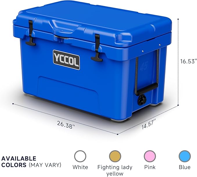 48 Quart Cooler with 72 Hours Ice Retention, Large Insulated Cooler with Built-in Bottle Opener & Drain Plug, Duty Outdoor Cooler for Camping, Beach, Picnic, Fishing, Barbecue