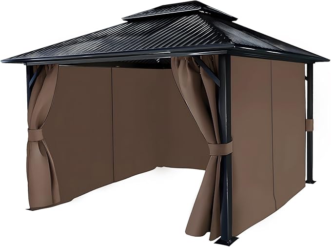 COWVIE 4-Panel 10' x 10' Gazebo Replacement Curtains, Patio Privacy Sidewalls with Double Zipper, Replacement for Outdoor Gazebo Canopy (Curtain Only)