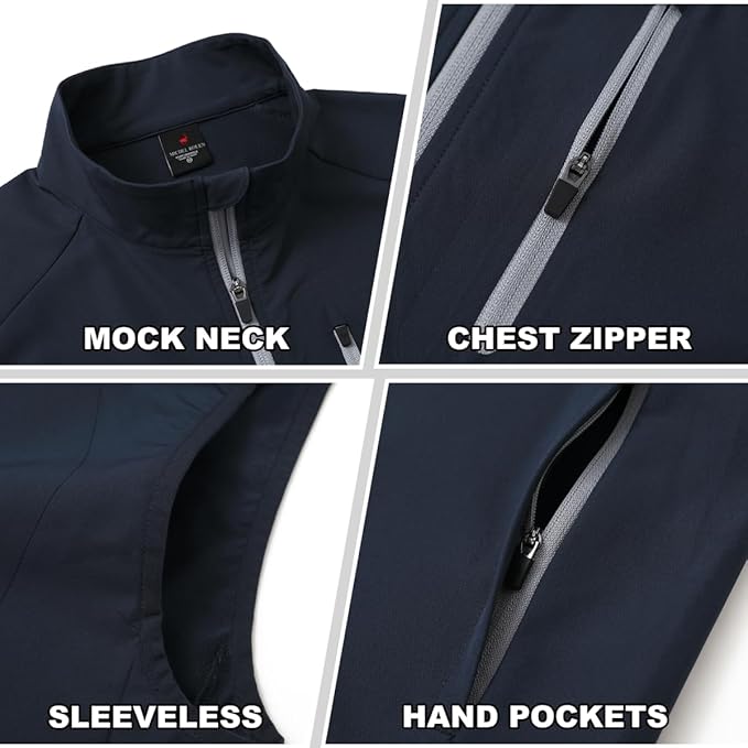 Rouen Mens Vests Outerwear Performance Lightweight Sleeveless Jacket Windproof Softshell Vests Sports Golf Vest for Men