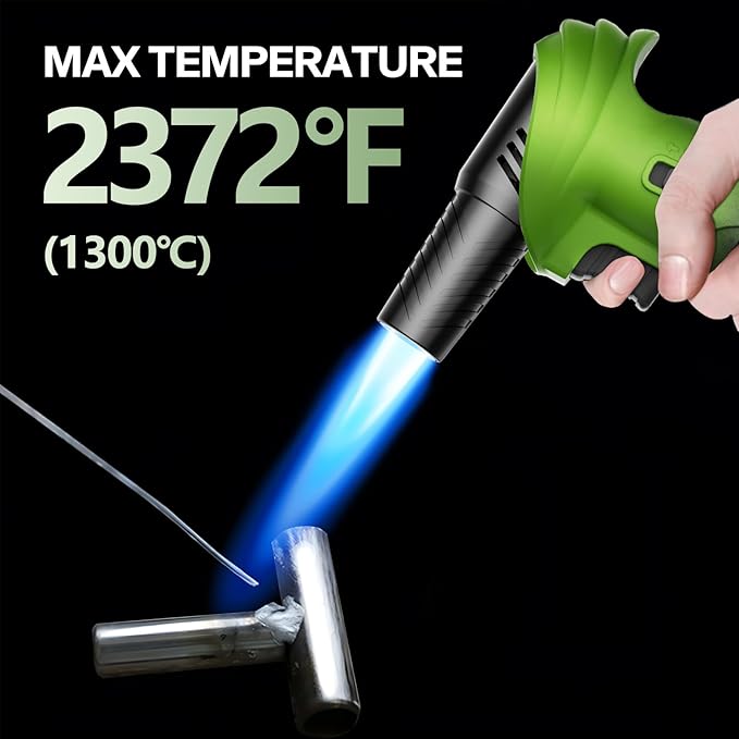 Butane Torch Lighter with Butane Included, 115Ml Butane Refill, 0-90°Rotating Angle Kitchen Torch, Refillable Creme Brulee Torch with Safety Lock, Adjustable Flame for Soldering, Cooking