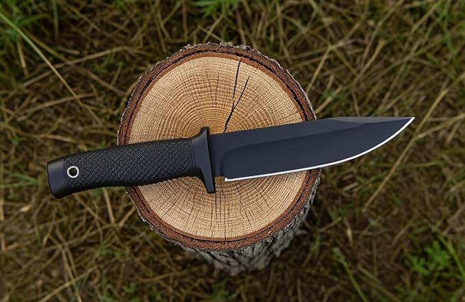 Tactical Fixed Blade Knife, 5.87 inch Blade, 4.65 inch Kray-Ex Handle, Stonewashed 420 Stainless Steel, with Secure-Ex Sheath for Outdoor Camping Hunting Survival (A-Black)