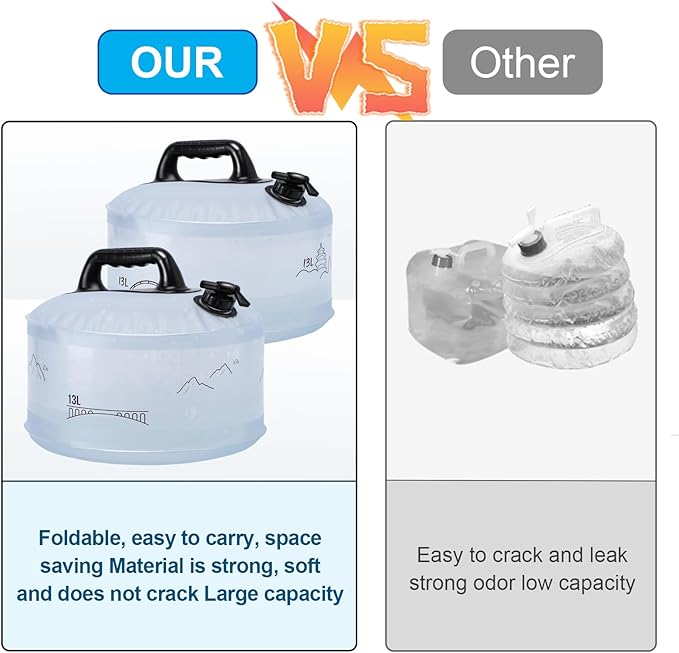 15L/3.96 Gallons Collapsible Water Container - Leakproof with Spigot | Outdoor Hiking Survival Storage Bag | Camping, RV & Emergency ESSENTIAL | BPA-Free