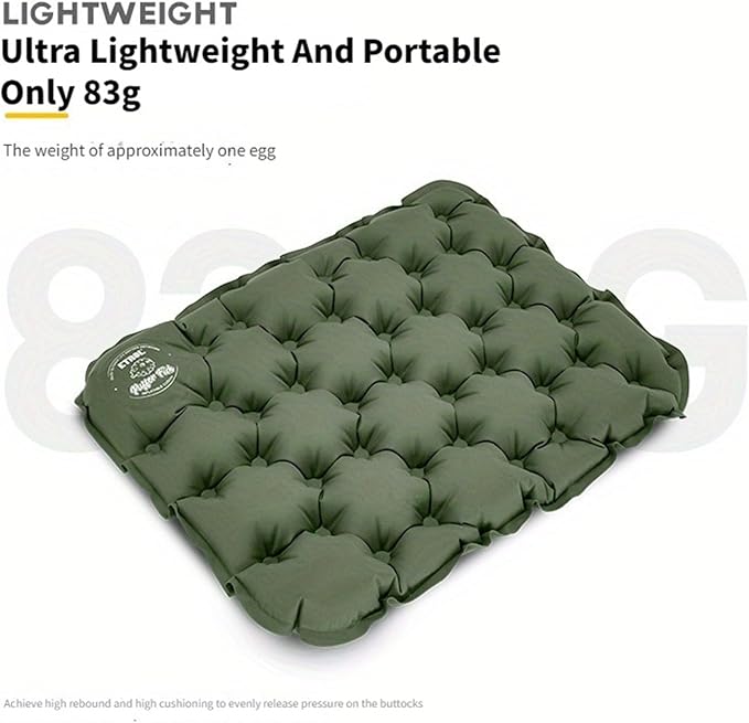 ETROL Portable Inflatable Seat Cushion, Lightweight Camping Air Sitting Pad with Storage Bag and Repair Cloths, Waterproof Air Bleacher Seat Cushion