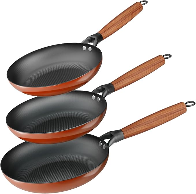 YUTANN Nonstick Cast Iron Skillets 3-Pack - 8/10/12 Inch Frying Pans, Pre-Seasoned with Diamond Bottom for Better Oil Control, PFAS/PFOA Free, Removable Handles, Cookware Gift for Home Chefs