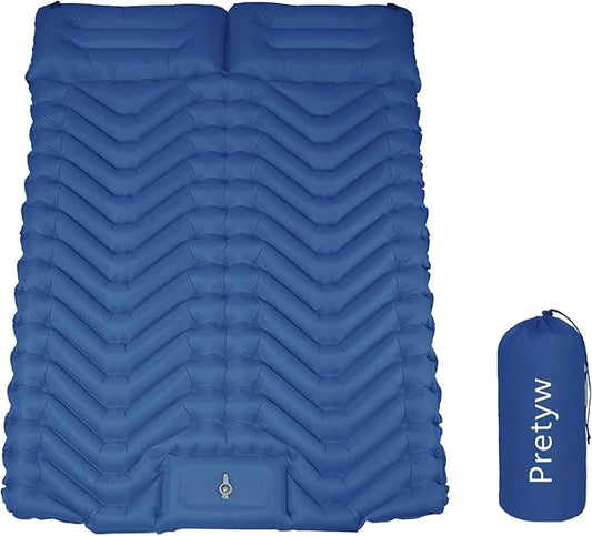 Sleeping Pad for Camping - Ultralight Camping Mattress with Pillow, Built-in Foot Pump, Compact Inflatable Portable Mat for Backpacking, Hiking, Car Traveling, Beach, Tent