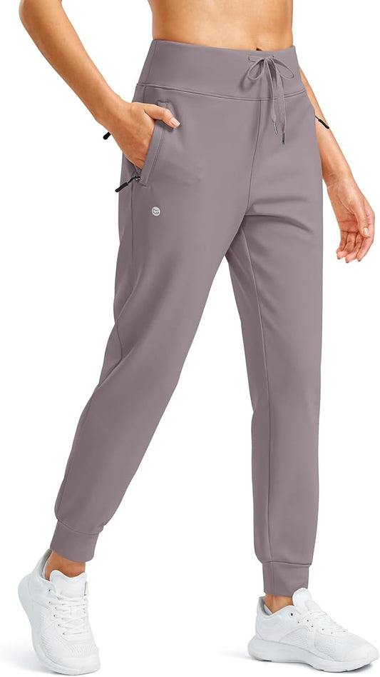 G Gradual Women's Fleece Lined Joggers Water Resistant Hiking Pants High Waisted Winter Thermal Sweatpants 3 Zipper Pockets