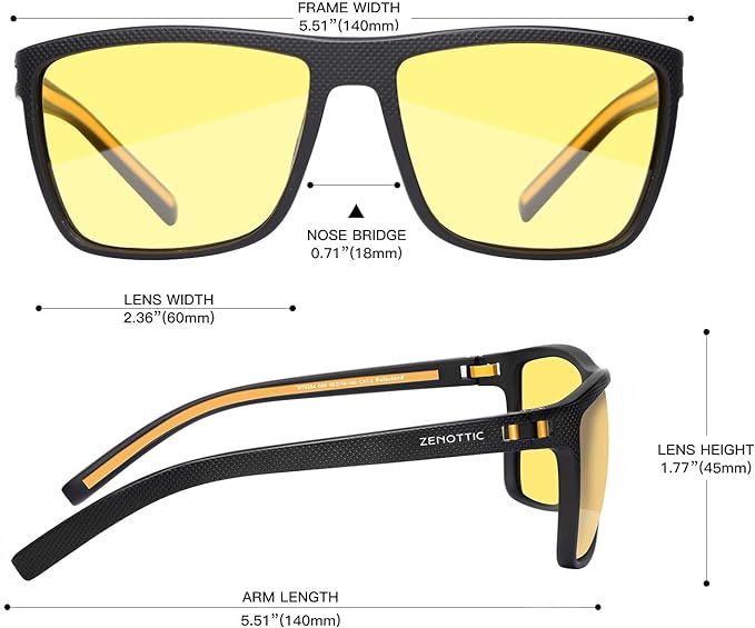 ZENOTTIC Polarized Sunglasses for Men Lightweight TR90 Frame UV400 Protection Square Sun Glasses