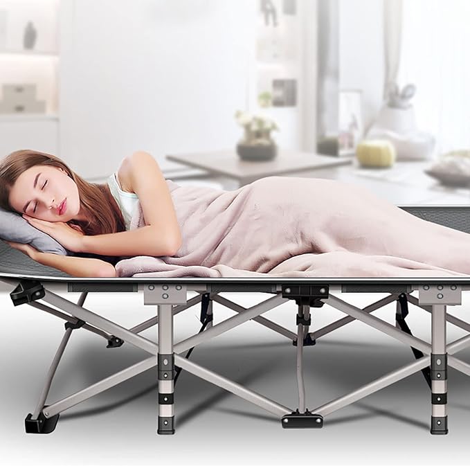 ABORON 2pack Folding Camping Cot for Adults, Portable 1200D Double Layer Oxford Sleeping Camp Cot, with Mattress, Carry Bag, Cot Bed for Tent Office, Support 500lbs