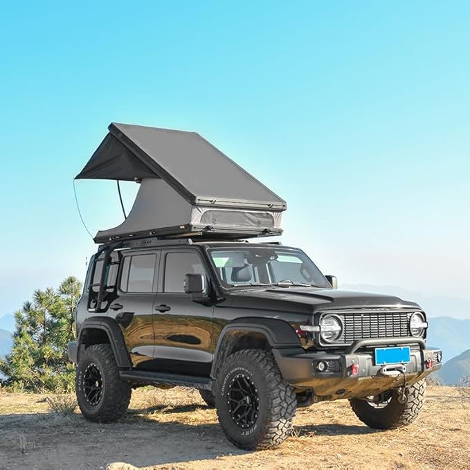 Roof Top Tent Hardshell Rooftop Tents with Ladder, Outdoor 2-3 Person Car Overland-Tents Camping for Van Jeep SUV Truck,Black