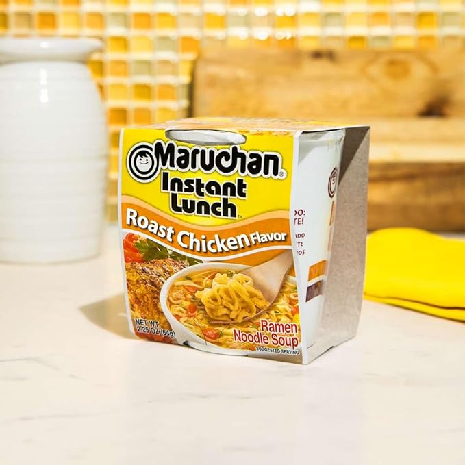 Maruchan Instant Lunch Roast Chicken, Ramen Noodle Soup, Microwaveable Meal, 2.25 Oz, 12 Count