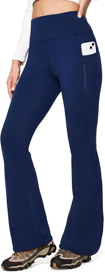 IUGA Fleece Lined Pants Women Water Resistant Hiking Pants Winter Flare Leggings with Pockets Bootcut Thermal