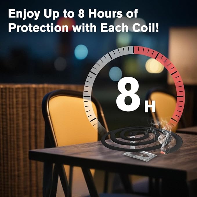 24 Mosquito Coils with 6 Metal Stands, 6-8 Hours/Burn Mosquito Repellent Outdoor Patio, Garden, Camping & Backyard Mosquitoes Repelling, Natural Mosquito Repellent Coils Safe for Kids & Pets