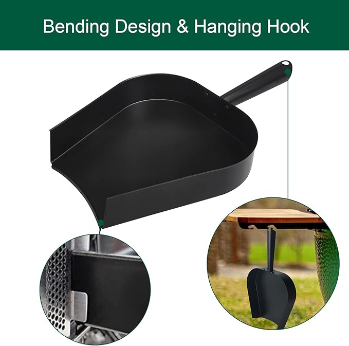 18” BBQ Ash Removal Tool and Ash Pan for Big Green Egg Accessories, Stainless Steel Ash Tool Poker for BGE Primo and Other Charcoal Kamado Stove(at+AP)