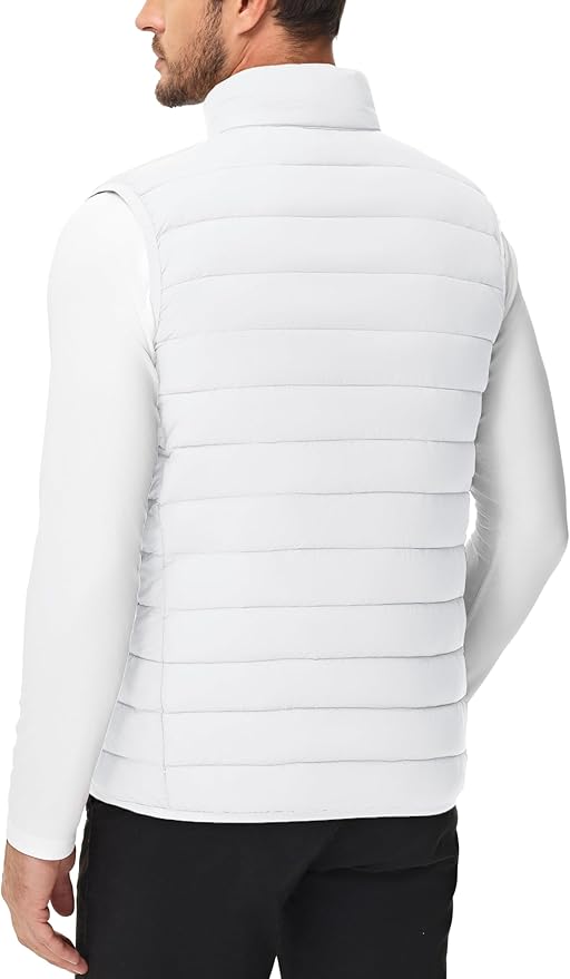 Cotrasen Men's Puffer Lightweight Vest Packable Outerwear Vest Warm Winter Outdoor Sleeveless Jacket for Travel Running
