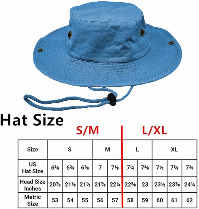 Glory Max Washed Cotton Bucket Hat with Chin Strap Fishing Sun Safari Boonie Cap