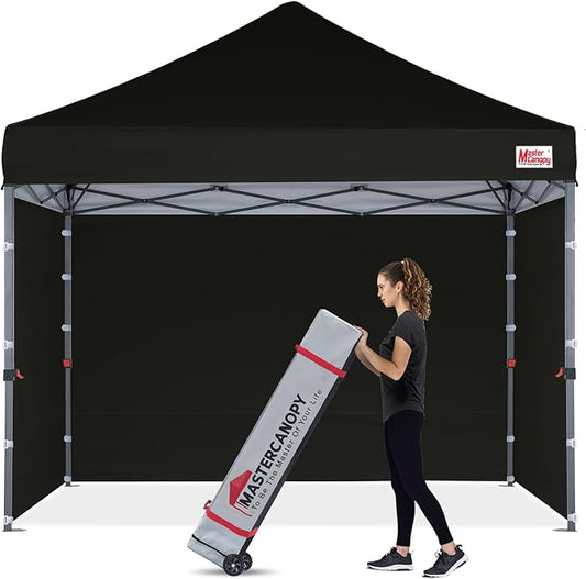MASTERCANOPY Heavy Duty Pop-up Canopy Tent with Sidewalls (8x8,Black)