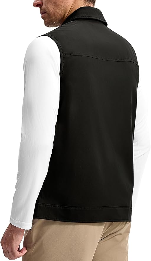 TBMPOY Men's Vest Casual Lightweight Thin Utility 3 Zip Pockets Stylish Sleeveless Jackets Summer Fall Golf Travel Business