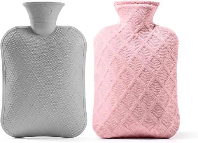 FORICOM Hot Water Bottle, 2L, 6-Hour Heat Retention, PVC Heating Pad, Easy to Use, Hot Bag for Cramps, Pain Relief for Women, Pink