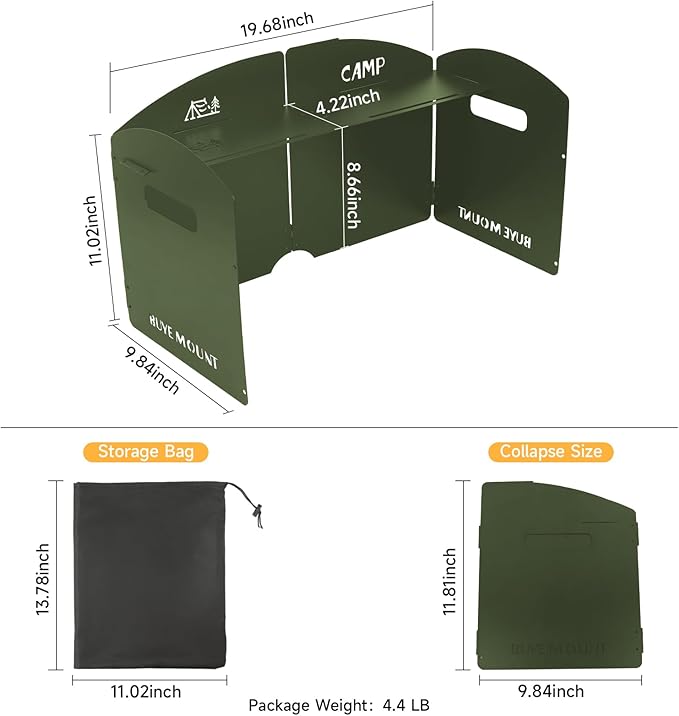 Camping Stove Windscreen Outdoor Windshield: GEEKHOM 4-Panel Steel Foldable Wind Blocker with Drawstring Bag for Gas/Butane Stoves – Lightweight for Hiking, Picnic & Backpacking, Cooking