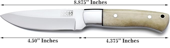 GCS Handmade D2 Tool Steel Tactical Hunting Knife with Leather Sheath and Full Tang Handle Designed for Hunting and Camping & EDC GCS 761