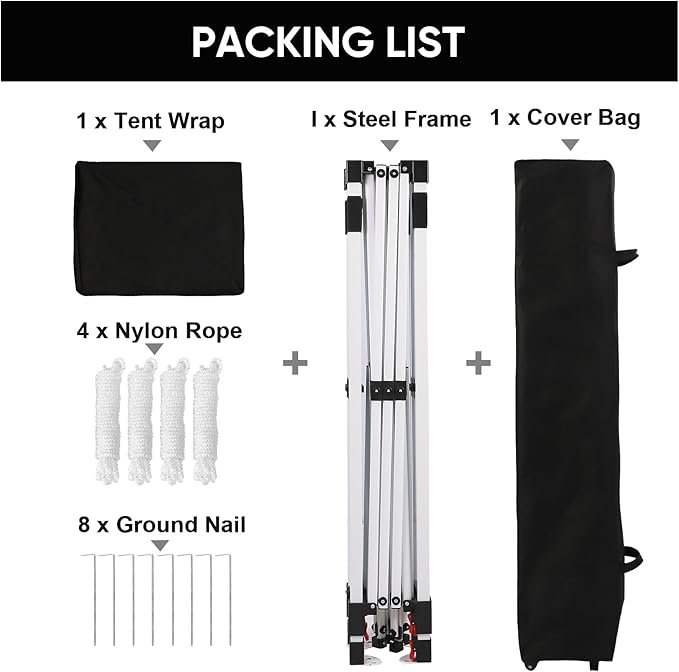 Northroad 8X8 FT Pop Up Canopy, Outdoor Instant Canopy Tent Slant Legs with Carrying Bag, Portable Gazebo Shelter for Wedding Party,Commercial Event,Patio,Garden,Beach -Black
